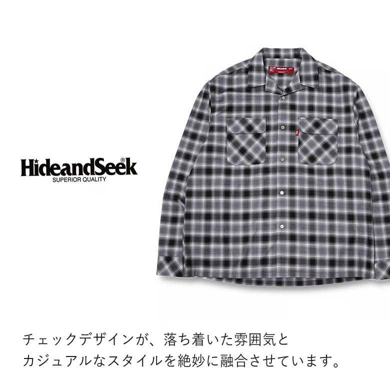 HIDE AND SEEK / Ombre Check L/S Shirt(24aw) ハイドアンドシーク オンブレ チェックシャツ  グレー