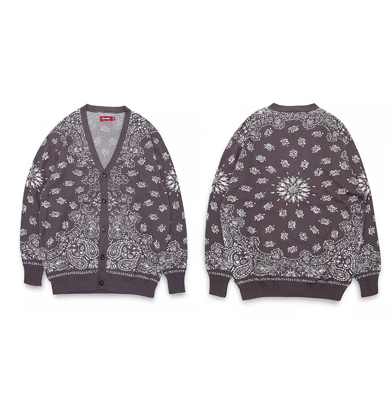 HIDE AND SEEK (ハイドアンドシーク)Bandana Cardigan(24aw) バンダナカーディガン チャコール