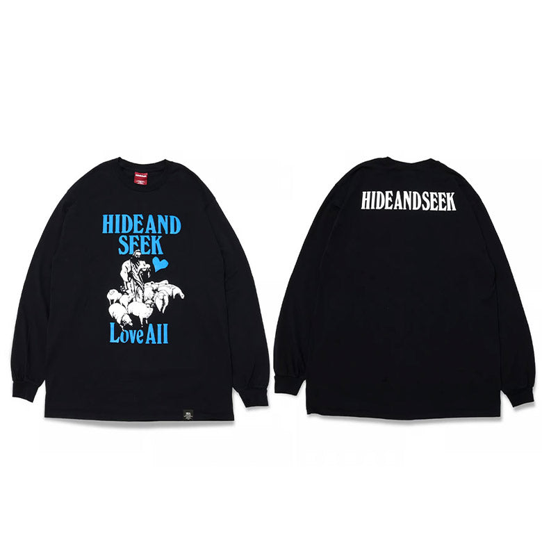 HIDE AND SEEK (ハイドアンドシーク) Love All L/S Tee(Front) ラブオールロンT ブラック