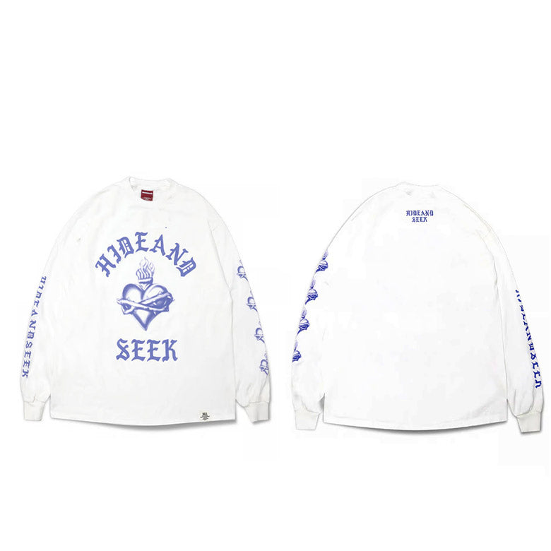 HIDE AND SEEK (ハイドアンドシーク) Heart L/S Tee(Front) ハートロンT ホワイト