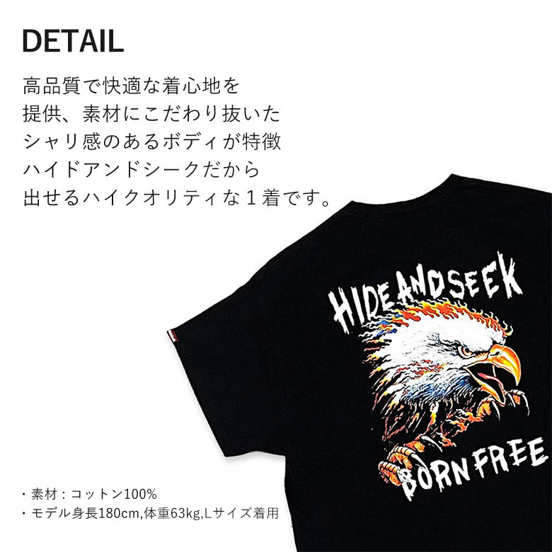 HIDE AND SEEK ハイドアンドシーク / Eagle S/S Tee イーグル Tシャツ (24ss) バック / ブラック