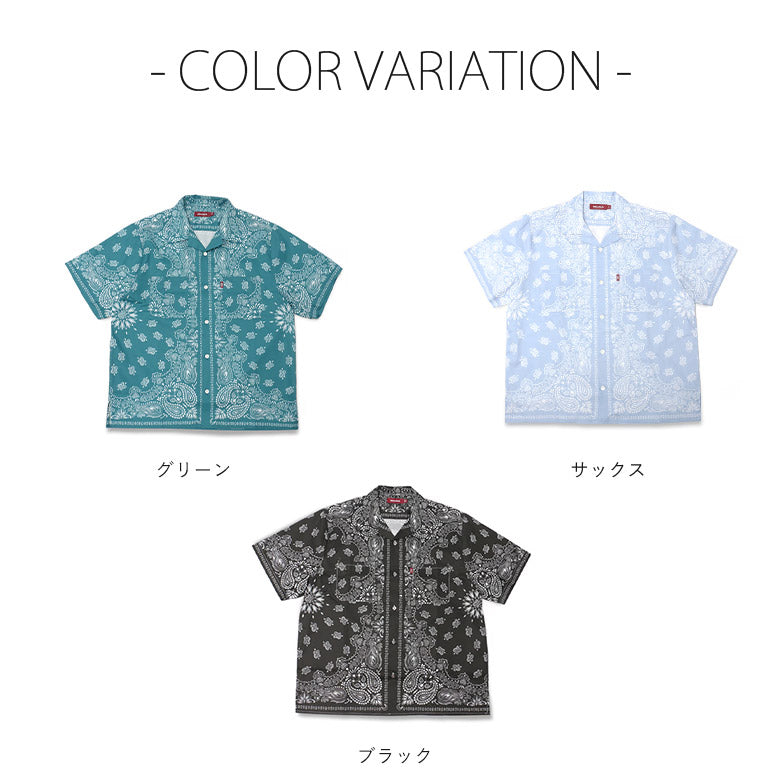 HIDE AND SEEK ハイドアンドシーク / Bandana Pattern S/S Shirt(24ss) バンダナパターンシャツ / ブラック