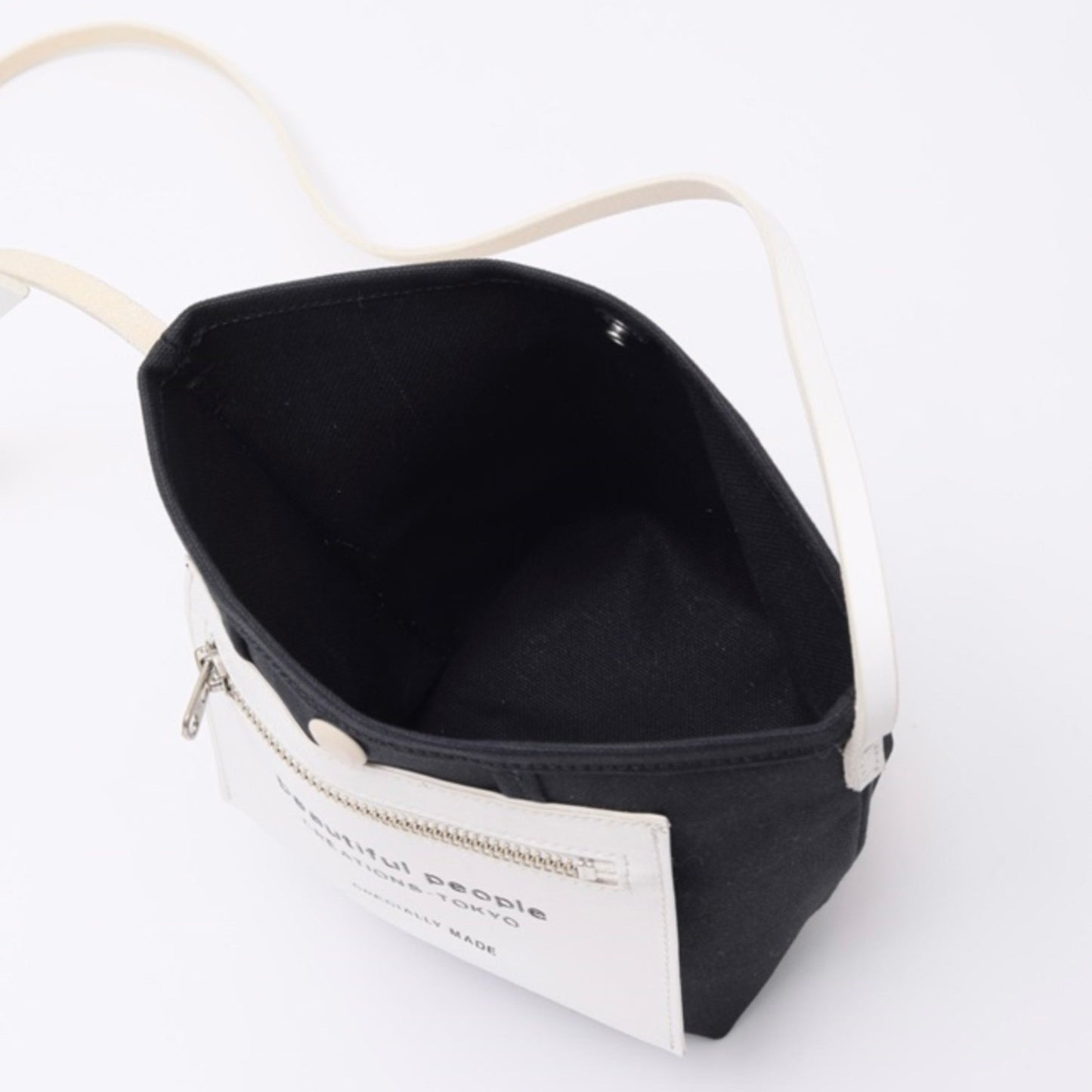 beautiful people（ビューティフルピープル） / lining logo pocket mini shoulder bag / black