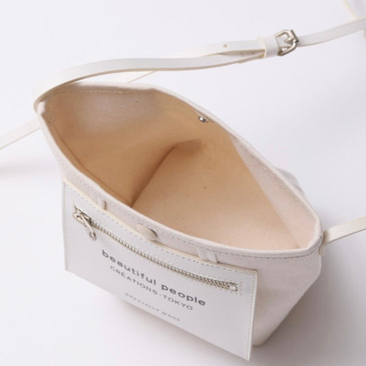 beautiful people（ビューティフルピープル） / lining logo pocket mini shoulder bag / gray